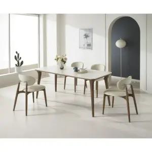 데코라인 워라벨 6인용 고무나무 원목 세라믹(의자4) 식탁세트 1800 테이블 방문설치(