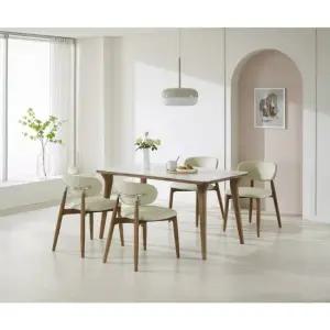 데코라인 워라벨 4인용 고무나무 원목 세라믹(의자4) 식탁세트 1400 테이블 방문설치(