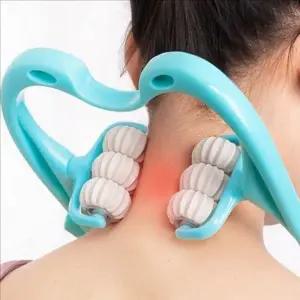 휴대용 목 마사지기 승모근 어깨 마사지기 6구 지압 롤링 셀프