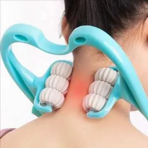 휴대용 목 마사지기 승모근 어깨 마사지기 6구 지압 롤링 셀프