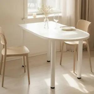 [아도라하우스]화이트 다이닝 식탁 반타원 테이블 1000600
