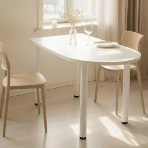 아트박스/아도라하우스 화이트 다이닝 식탁 반타원 테이블 1000x600