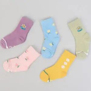 [하프클럽/셀러허브_여성트랜드패션]아동용 꽃그림 장목 양말 5개세트 N2527
