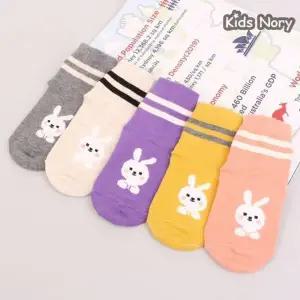 [하프클럽/셀러허브_여성트랜드패션]토끼얼굴 아동용 단목 양말 5개세트 N24