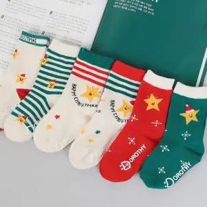 [하프클럽/셀러허브_여성트랜드패션]별캐릭터 아동용 장목 양말 6개세트 N26