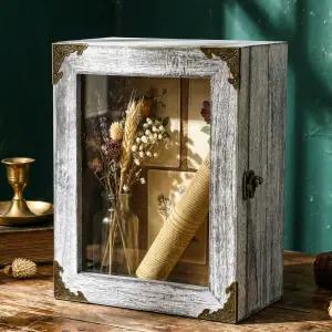 Cinnvoice 섀도우 박스 깊이 4.7인치 디스플레이 케이스 꽃다발 웨딩 사진 및 유품을 위한 코크 보드 지원