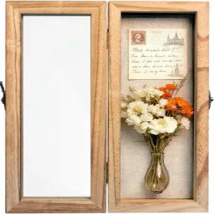 GAMYPET 5 x12.5 섀도우 박스 디스플레이 케이스 - 전면 개방형 실제 유리문 포함 결혼 부케 보존 및