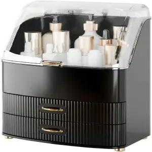 투명 뚜껑 서랍이 있는 플루커스 메이크업 오거나이저 카운터탑 배니티 방수 방진 화장품 스킨케어 욕실