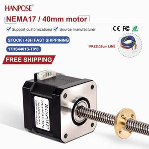 1PCS NEMA17 출력 나사 스테퍼 모터 17HS4401S-T8*8 1.5A 100-400mm 사다리꼴 나사 사다리꼴 스레드 2상 4
