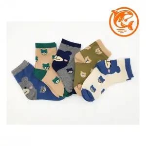 귀여운 아기곰 디자인 아동 중목 양말 면 혼합 어린이 편안한 양말