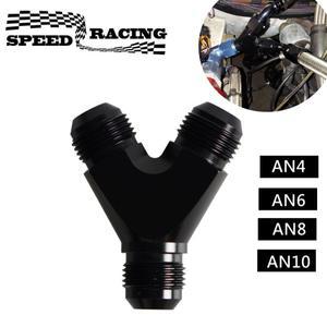 고품질 AN4 AN6 AN8 AN10 Y 어댑터 블록 수나사 연료 호스 피팅 어댑터 티 오일 파이프 조인트 범용 알루미