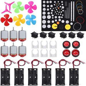 DC 모터 키트, 전기 1.5-3V 24000RPM 모터, 86 개 플라스틱 기어, AA 배터리 홀더, 브래킷, 스위치, 샤프트