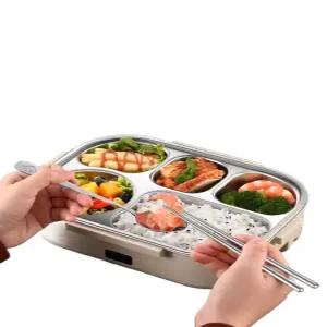 차량용 전기 가열 도시락 수저 세트 5칸 스테인리스 보온가방 200ml