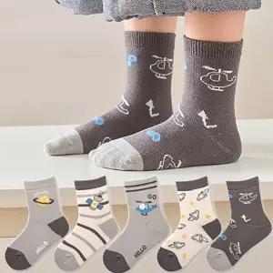 준캡 유아 아동양말 로켓헬리콥터 중목 5족 양말세트