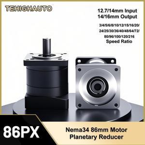 Nema34 유성 기어박스 86mm 플랜지 14/12.7mm 입력 16/14mm 출력 비율 3,5,10,15~216 ~ 1 스테퍼 모터용 30