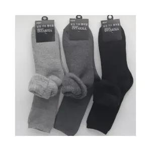 루미나D 남자 통파일 기모 양말 3켤레 무지 장목 겨울 등산 양말