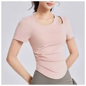 어깨펀칭 셔링 반팔 요가복 (WFK88L5)