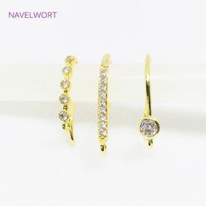 멀티 크기 14K 골드 도금 U 모양 귀걸이 후크 피팅 상감 지르콘 귀 와이어 후크 DIY 쥬얼리 액세서리 공예