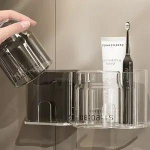( )면도기 거치대 칫솔 투명 꽂이 세트 치약 white 양치컵