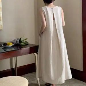 임산부용 여름 롱 드레스 백포인트 디자인