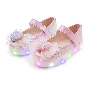 [풋풋]풋풋 하트봉봉 프린세스 LED 아동 구두슬립온 단화