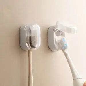 ( )무타공 부착식 커버형 칫솔걸이 화이트 칫솔거치대