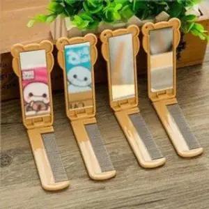 브러쉬 접이식빗 캐릭터 머리빗 휴대 거울 헤어 (WFK8CZ4)