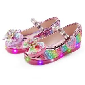 풋풋 레인보우 스파클 크라운 LED 아동 구두