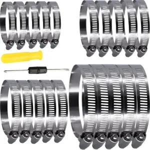 20pcs 304 스테인리스 스틸 44-108mm 범위 웜 기어 호스 클램프 2인치 3인치 4인치 연료 라인 건조기 통풍