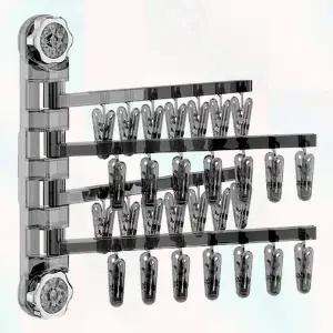 [알티피아]벽흡착 걸이 무타공 다용도 집게 빨래 건조대 강력형