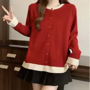 투톤 라인 버튼 가디건 긴팔 봄 가을