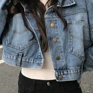 ( )데님 청 여성 아우터 크롭 봄 가을 자켓 숏 간절기