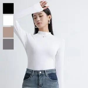 여성 이너티셔츠 봄 가을 데일리 반목 스판 긴팔 폴라티