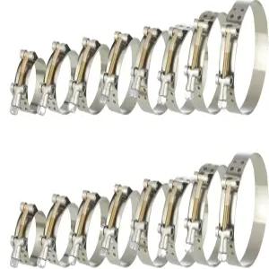 FARRAY 16 PCS T-볼트 호스 클램프 작동 범위 50-116mm(1.75-4 ) 스테인리스 스틸 헤비 듀티 터보 흡기