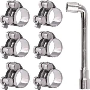 글락스 6Pcs 23-25mm T-볼트 호스 클램프 304 스테인리스 스틸 헤비 듀티 이어 튜브 0.9 -1 다이아 레인지