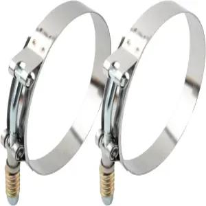 강화 스프링이 장착된 2PCS T 볼트 호스 클램프 스테인리스 스틸 헤비 듀티 조절 가능한 범위 4