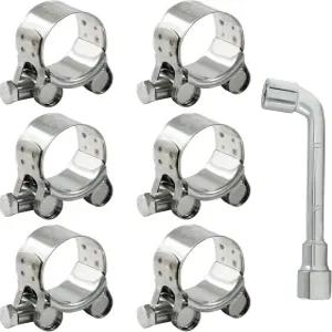 하스키예 6개 T 볼트 호스 클램프 29-31mm 304 스테인리스 스틸 조절식 튜브 산업용 자동차용 소켓 렌치가