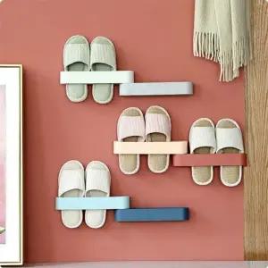 (색상 핑크)2단 슬리퍼 거치대 신발 정리대 실내화 정리함