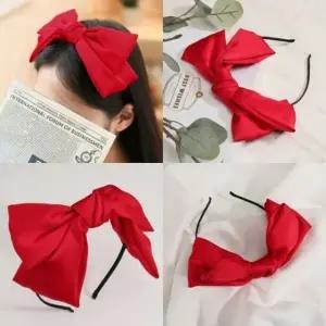 왕 리본 헤어밴드 레드 해어밴드 여자머리띠