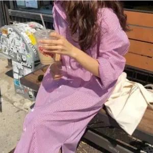 임산부용 오버핏 스트라이프 롱 셔츠원피스 여성복