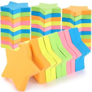 Gersoniel 80팩 별 모양 스티커 노트 7.6 x 7.6cm(3 3인치) 접착 셀프 스틱 패드 쉬운 게시 홈 오피스 비즈니스 노트북용 100장/패드 (5가지 색상)