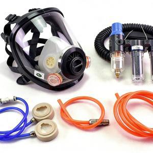 4-in-1 기능성 공기 공급 산업용 호흡기 시스템 6800 3-인터페이스 전면 보호 작업용 가스 마스크 풀 마스