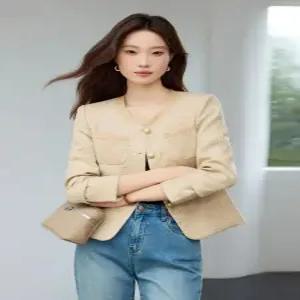 루타꽁몰 여성 정장 자켓 코트 봄가을 쇼트 노카라 상의 HO3