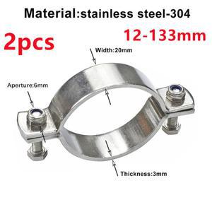 2pcs 304 스테인레스 스틸 두꺼운 플랫 파이프 지원 클램프 브래킷 헤비 듀티 리지드 스플릿 링 행거 12-13