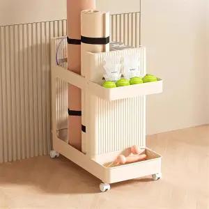 요가 매트 보관 랙 가정용 체육관 바스켓 온 휠 유틸리티 카트 매트/폼 롤러/요가 블록을 위한 운동 기구