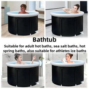 접이식 풍선 목욕통 얼음 휴대용 냉온수 대형 성인 샤워 PVC 소재 블랙 8955