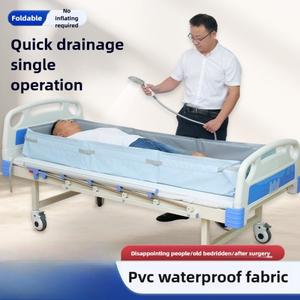 가정용 침대 환자용 욕조 누워있는 노인용 세척 접이식 PVC 소재 상단 이중 배수 노즐