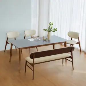 베스트리빙 스칸디 노부 12T 포세린 세라믹 6인(1800) 식탁세트/의자 3개+벤치 1개