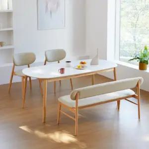 베스트리빙 스칸디 노아 12T 포세린 세라믹 4인(1800) 타원 식탁세트/의자 2개+벤치 1개