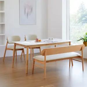 베스트리빙 스칸디 노부 12T 포세린 세라믹 4인(1400) 식탁세트/의자 2개+벤치 1개